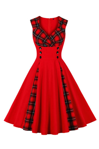 svart rutete swing 1950-tallet kjole