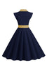 Load image into Gallery viewer, Black Polka Dots Swing 1950-tallet kjole med sløyfe