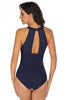 Load image into Gallery viewer, Halter Neck High Waist Navy One Piece Badetøy