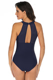 Halter Neck High Waist Navy One Piece Badetøy