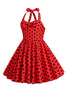 Load image into Gallery viewer, Halter Polka Dot Red Vintage Girls Dress