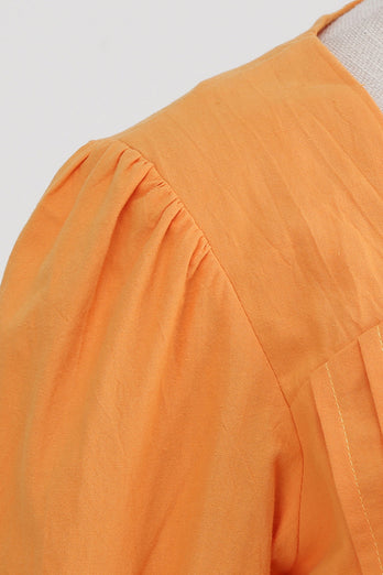 Oransje halvermer Firkantet hals kjole fra 1950-tallet