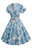 Load image into Gallery viewer, Rosa V Neck Flower Print Swing Vintage kjole