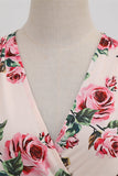 Rosa V Neck Flower Print Swing Vintage kjole