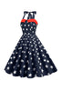 Load image into Gallery viewer, Røde stjerner trykket Halter kjole fra 1950-tallet
