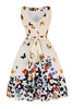 Load image into Gallery viewer, Butterfly Print Ermeløs aprikos 1950-tallet kjole