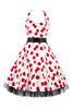 Load image into Gallery viewer, Hepburn Style Halter Tulle Black Trykt kjole fra 1950-tallet