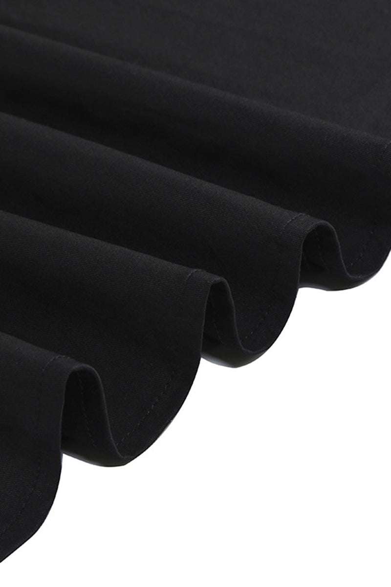 Load image into Gallery viewer, V-hals korte ermer rutete svart kjole fra 1950-tallet med belte