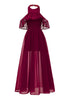 Load image into Gallery viewer, Burgunder Halter Tylle vintage kjole med blonder