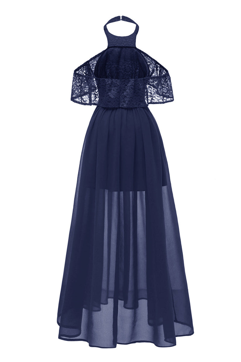 Load image into Gallery viewer, Burgunder Halter Tylle vintage kjole med blonder