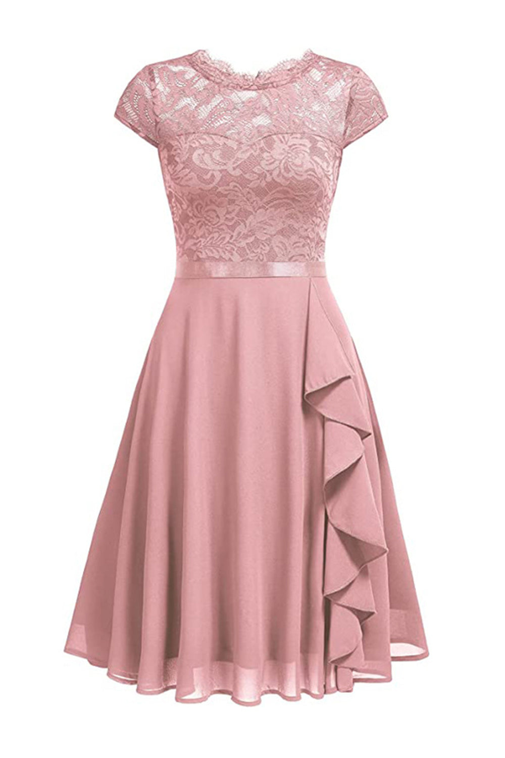 Rosa A Line Lace Dress med Ruffles