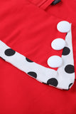 Polka Dots Red 1950-tallet kjole med knapp