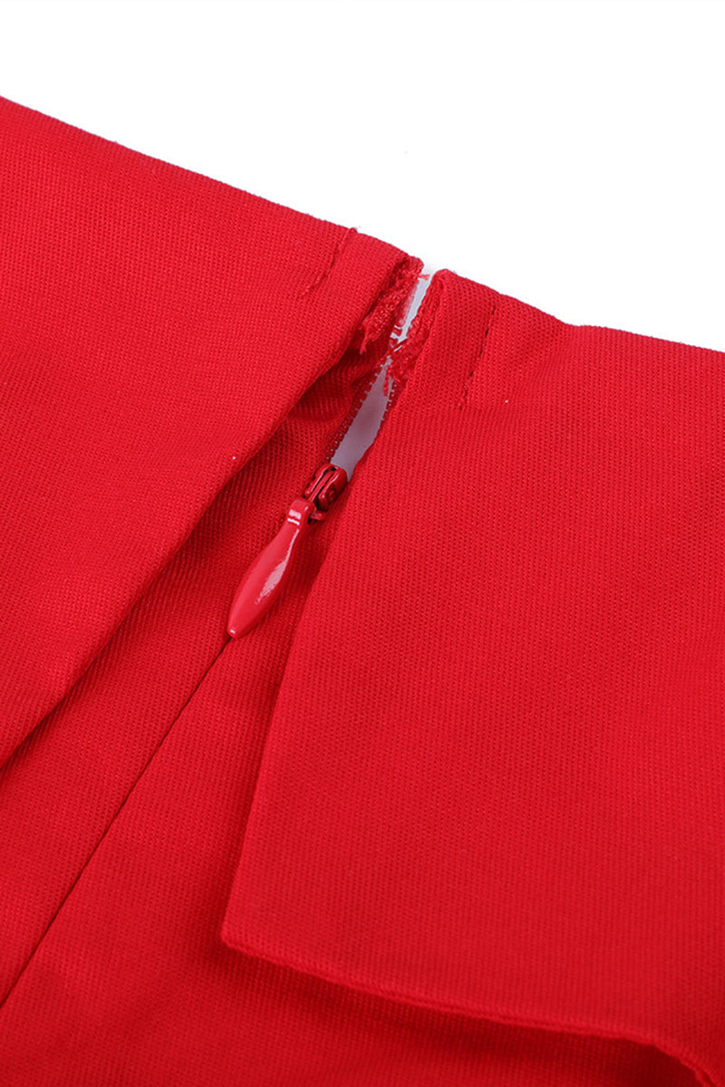 Load image into Gallery viewer, Polka Dots Red 1950-tallet kjole med knapp