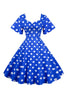 Load image into Gallery viewer, Polka Dots hvit vintage kjole med korte ermer