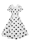 Polka Dots gul vintage kjole med korte ermer