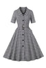 Load image into Gallery viewer, A-Line 3/4 ermer grå kjole fra 1950-tallet med lommer