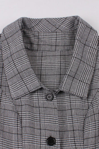 A-Line 3/4 ermer grå kjole fra 1950-tallet med lommer