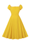 Gul Polka Dots Square Neck Vintage Dress