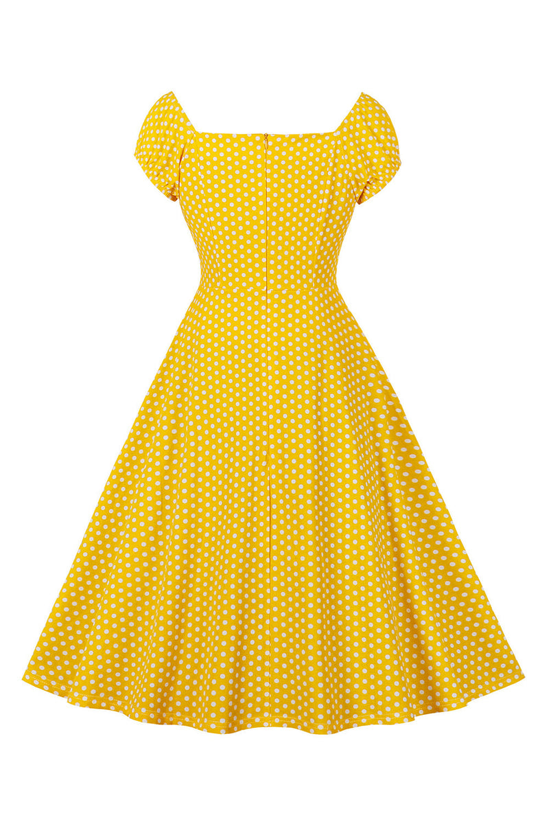 Load image into Gallery viewer, Gul Polka Dots Square Neck Vintage Dress