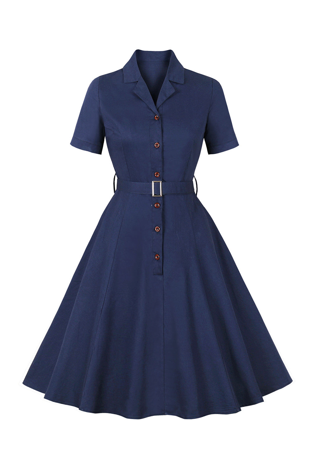 Navy kortermet knapp 1950-tallet kjole