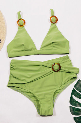 Grønn todelt bikini badetøy med høy midje
