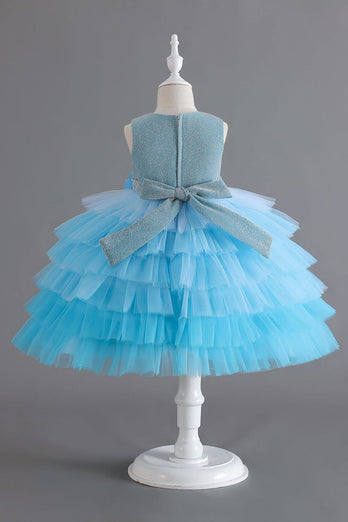 Royal Blue ermeløs A Line Girls kjoler med 3D-blomster