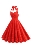 Halter Red Polka Dots kjole fra 1950-tallet