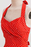 Halter Red Polka Dots kjole fra 1950-tallet