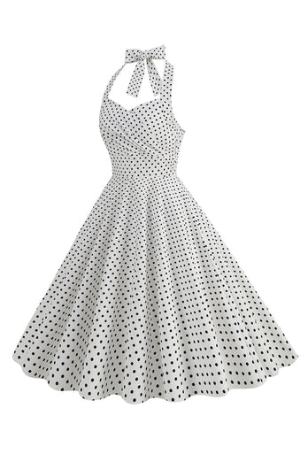 Halter Red Polka Dots kjole fra 1950-tallet