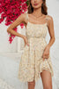 Load image into Gallery viewer, Aprikos Floral Trykt Spaghetti stropper Kort sommerkjole
