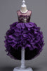 Load image into Gallery viewer, Høy lav rund hals ermeløse lilla jenter festkjoler