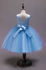 Load image into Gallery viewer, En linje blå sløyfe jenter kjoler med appliques