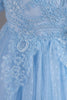 Load image into Gallery viewer, Blå runde hals puff ermer jenter kjoler