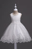 Load image into Gallery viewer, Hvit rund hals Beading A Line Girls kjoler