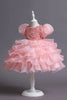 Load image into Gallery viewer, Puff ermer Rosa Sequined Girls kjoler med sløyfe