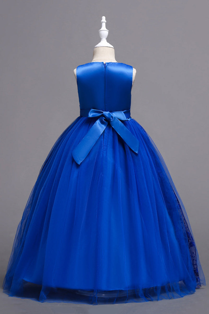 Load image into Gallery viewer, Rosa Round Neck Girls kjoler med 3D-blomster