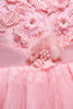 Load image into Gallery viewer, Rosa Round Neck Girls kjoler med 3D-blomster