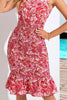 Load image into Gallery viewer, Red Halter Trykt Ruffles Summer Dress