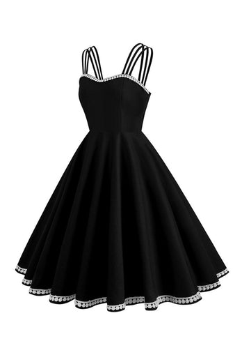 Hepburn Style Swing svart vintage kjole