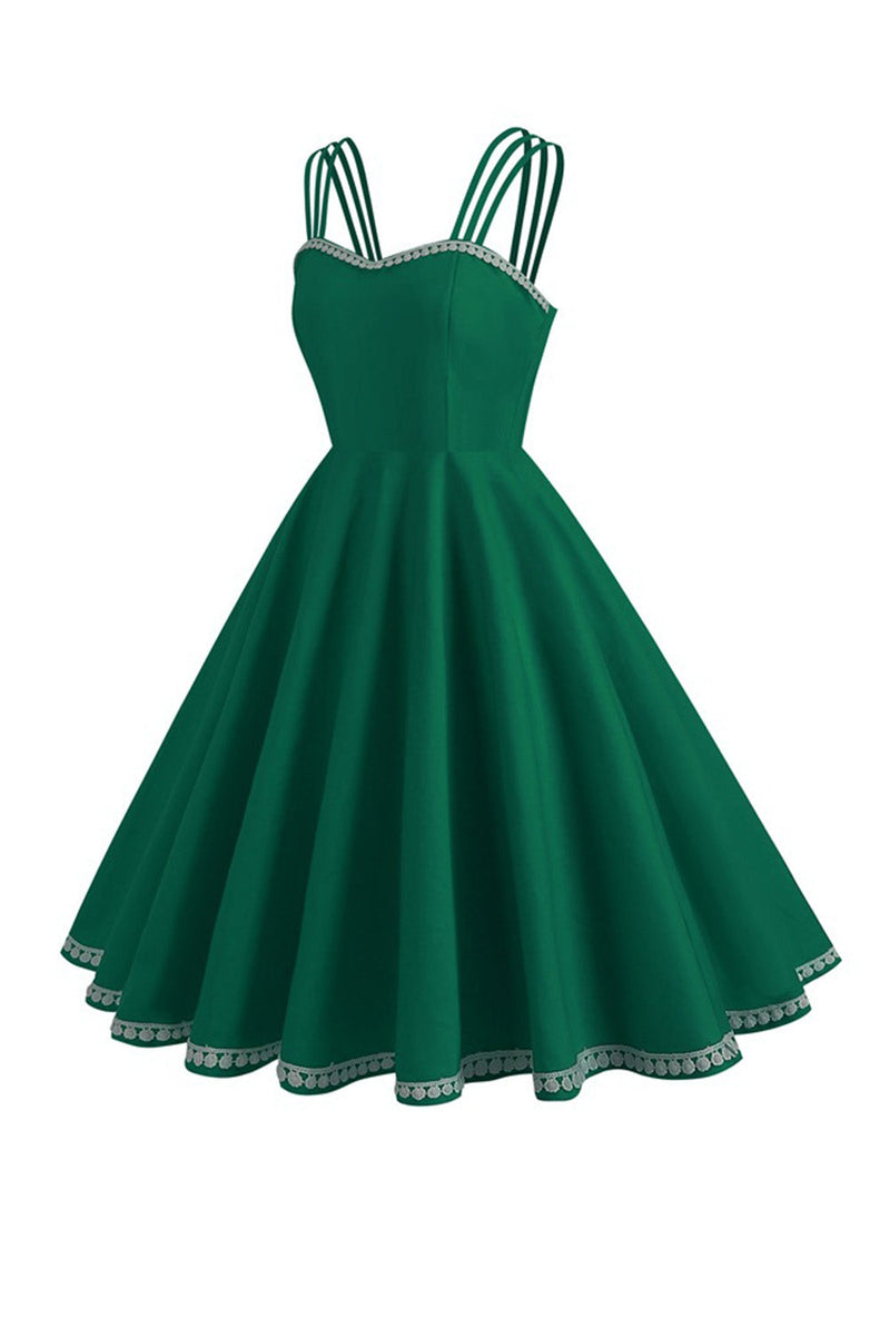 Load image into Gallery viewer, Hepburn Style Swing svart vintage kjole