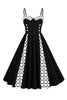 Load image into Gallery viewer, Lyseblå Polka Dots Spaghetti stropper 1950-tallet kjole