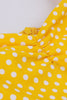 Load image into Gallery viewer, Gul Polka Dots Ermeløs Spaghetti stropper Vintage kjole