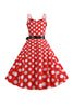 Load image into Gallery viewer, Rosa polka prikker spaghetti stropper 1950-tallet kjole med sløyfe