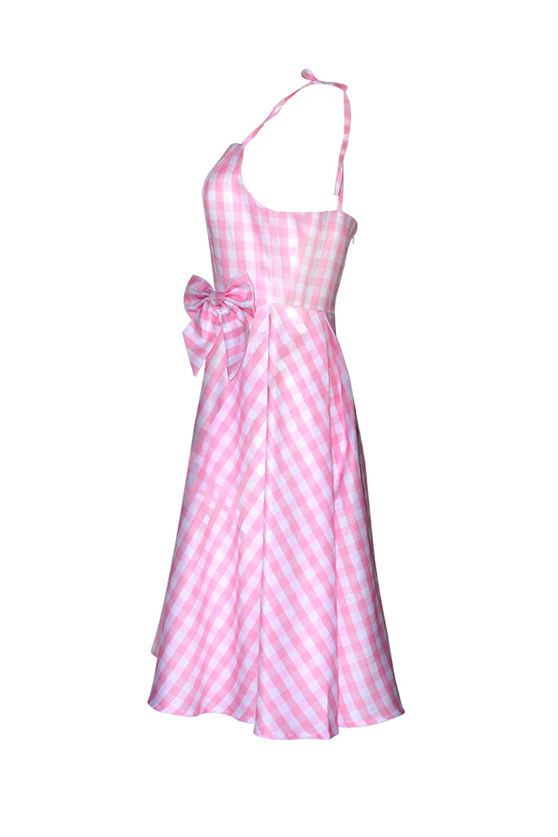 Load image into Gallery viewer, Rosa rutete pin up 1950-tallet kjole tilbehør sett