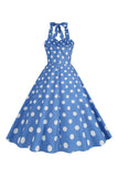 Rosa Polka Dots Pin Up Vintage 1950 Kjole