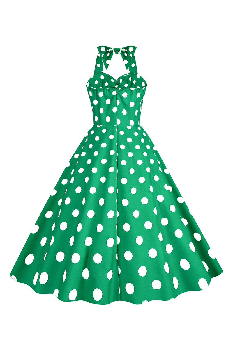 Load image into Gallery viewer, Rosa Polka Dots Pin Up Vintage 1950 Kjole