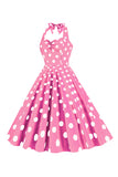 Rosa Polka Dots Pin Up Vintage 1950 Kjole