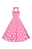 Rosa Polka Dots Pin Up Vintage 1950 Kjole