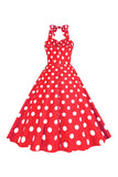 Rosa Polka Dots Pin Up Vintage 1950 Kjole