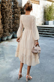 Rosa A-linje lange ermer Midi Casual kjole